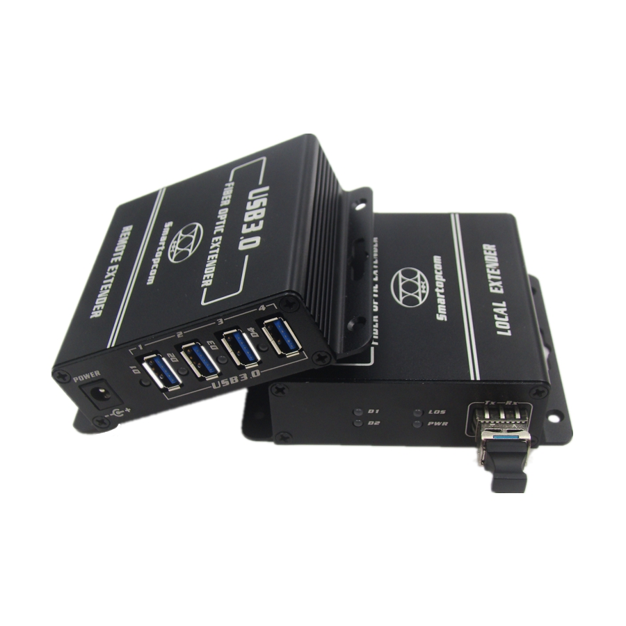 四端口USB3.0光纤延长器(商业级单模双纤300米,兼容USB2.0)