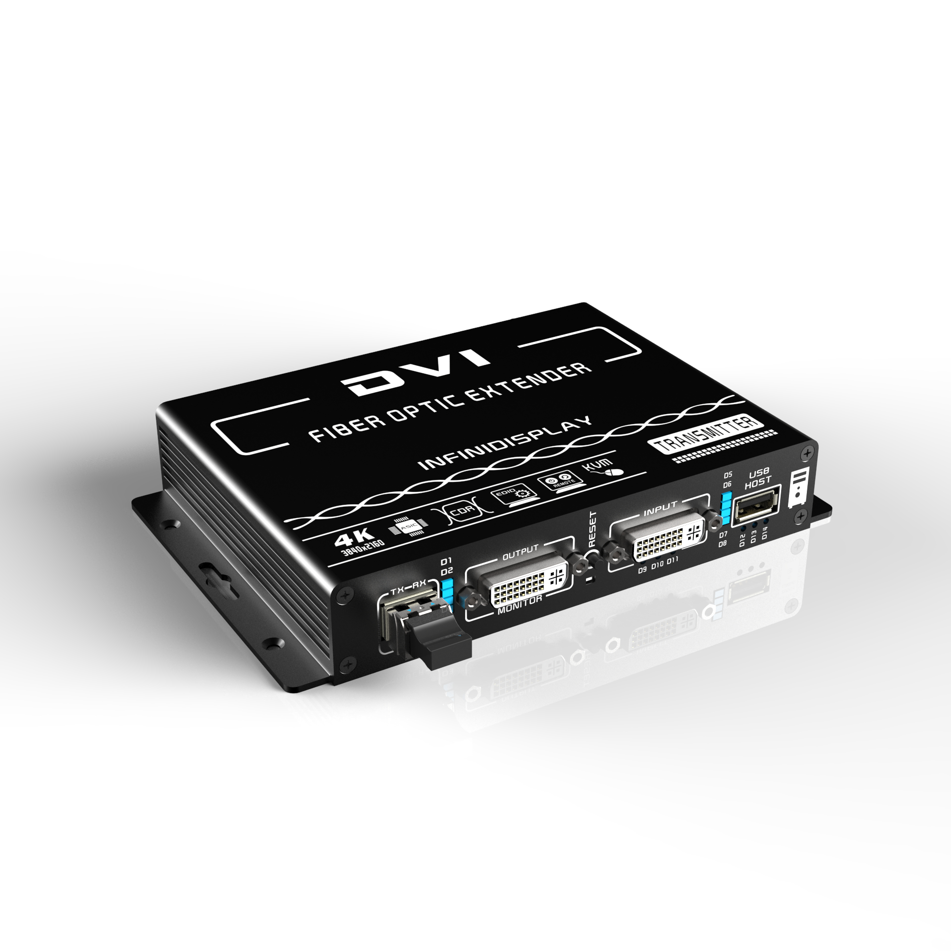 4K超高清DVI KVM光纤延长器+本地环出+远程开关机(EDID透传)