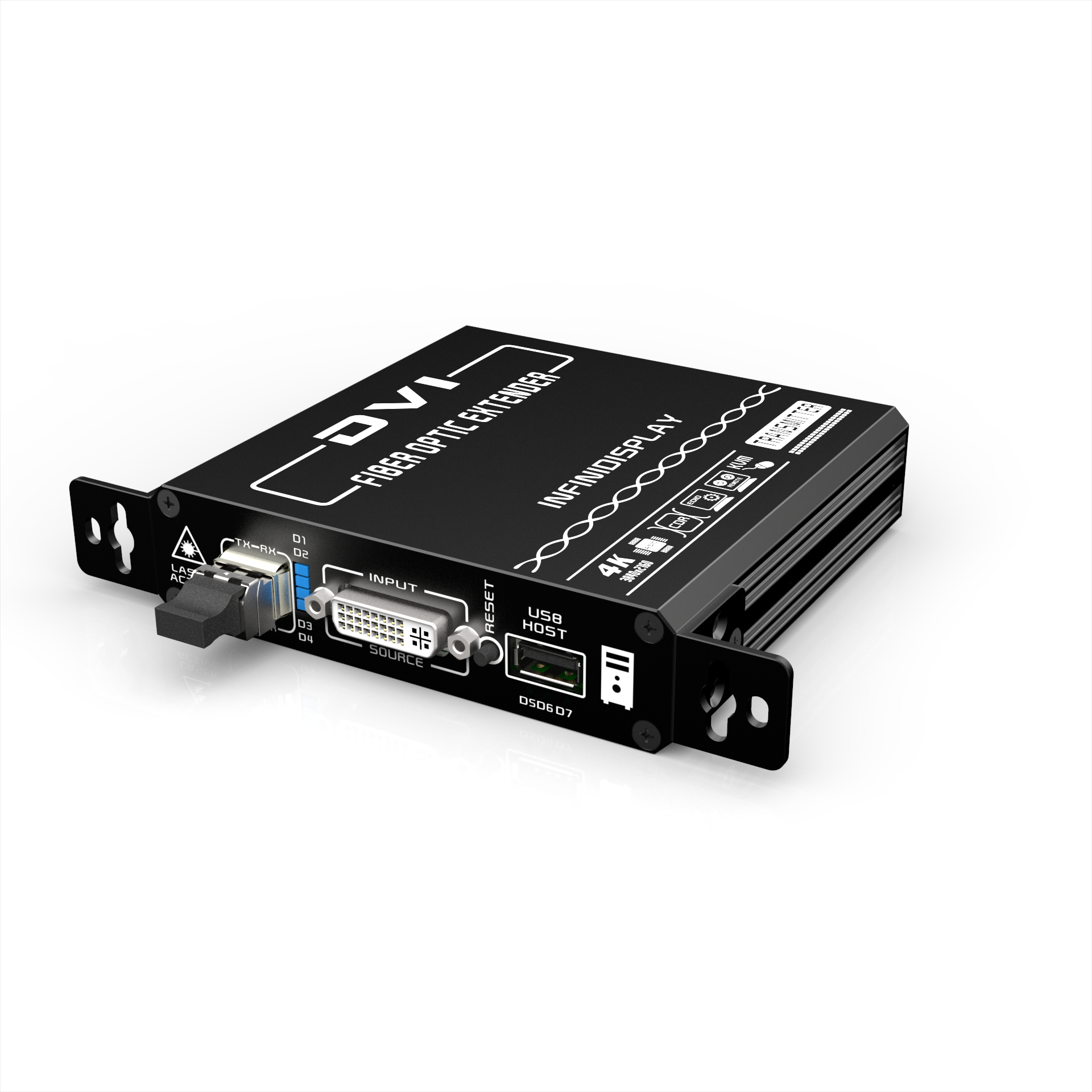 4K超高清DVI KVM光纤延长器+双向音频(超长距离)