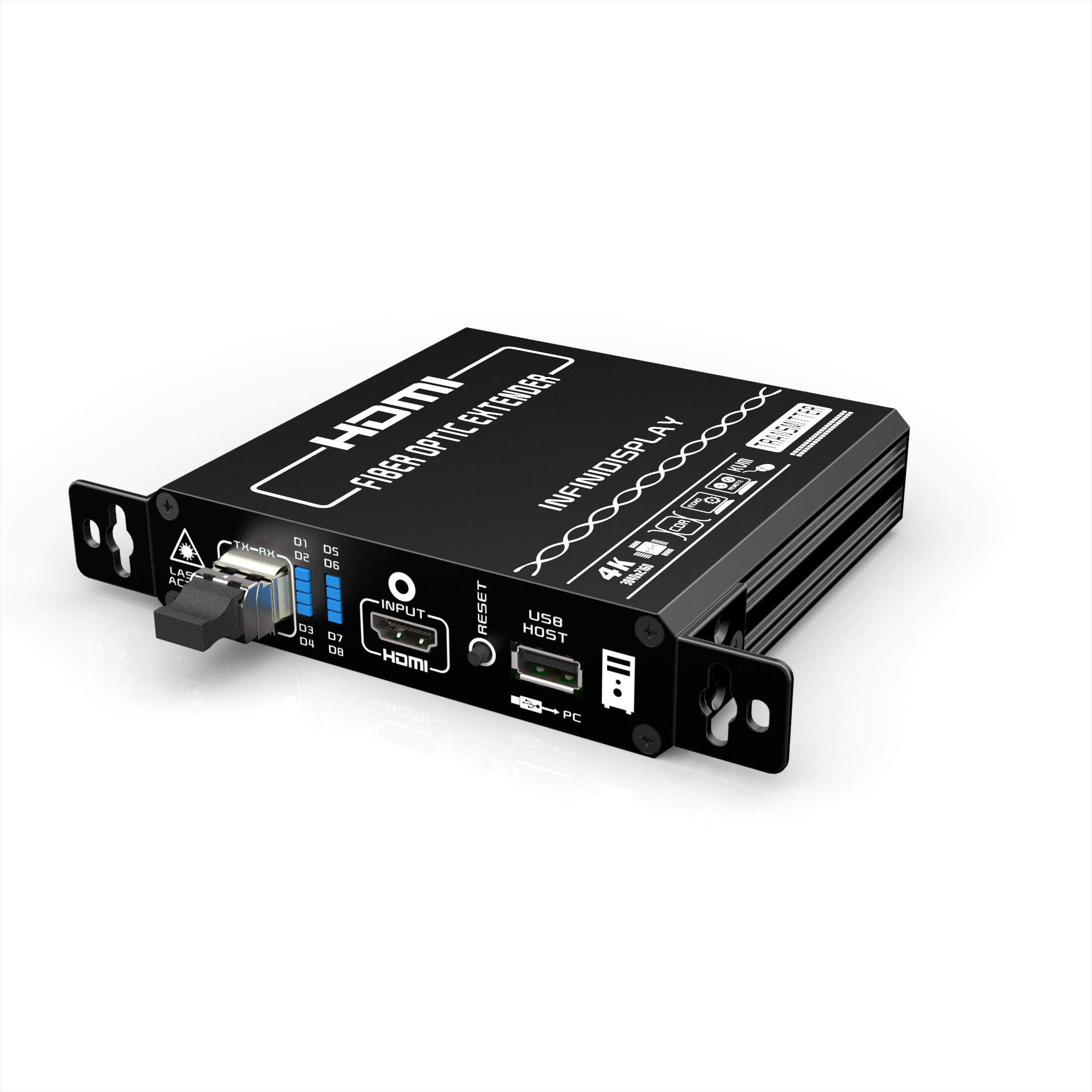 4K超高清HDMI KVM光纤延长器+双向音频+远程开关机(超长距离)