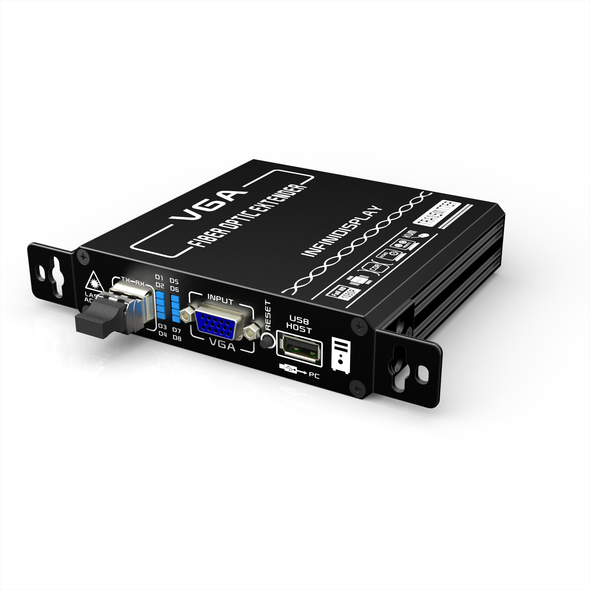高清VGA KVM光纤延长器+双向音频+远程开关机(超长距离)